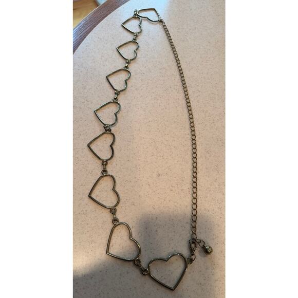 Silver heart outlined link chain belt 42” each heart is 2x2” Y2K Glam Boho Chic main image 4